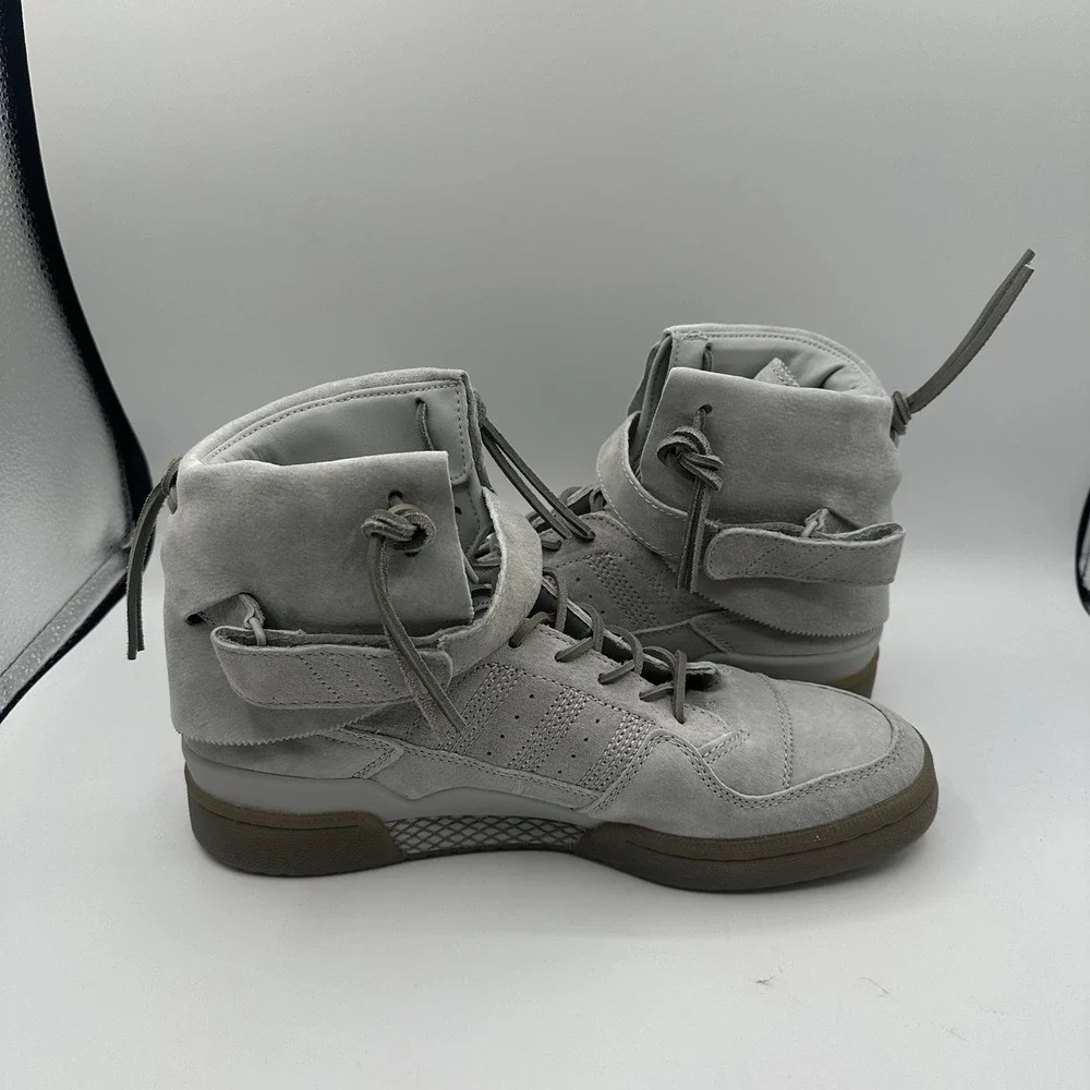Adidas Forum Hi Moc Shoes Mens Sz 12 Stone Grey Clay Suede Sneakers‎ B27682